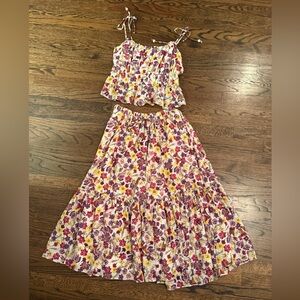 Floral skirt and top Set - Pink, purple and Yellow